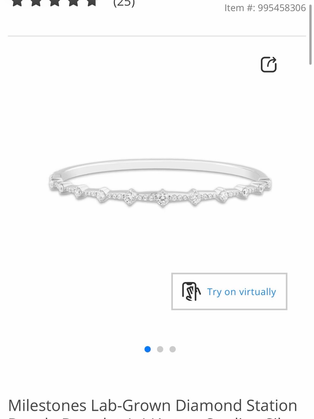 Kay Jewelers Silver Lab-Grown Diamond Station Bracelet - White